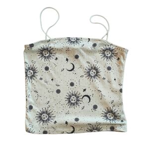 Faded Rose Sun and Moon Print Camisole Green Black Small